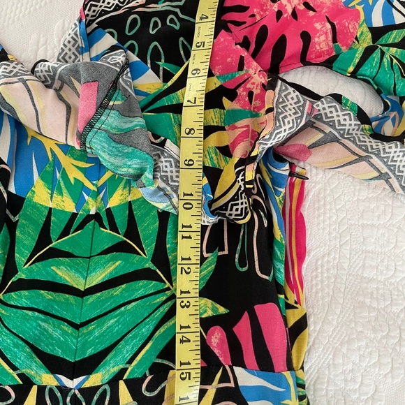 Flying Tomato Black Tropical Off-Shoulder Jumpsuit - Large - Picture 8 of 11